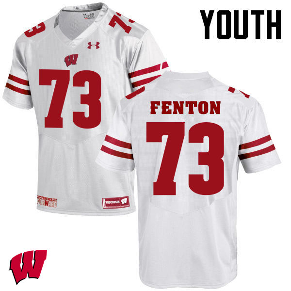Youth Winsconsin Badgers #73 Alex Fenton College Football Jerseys-White - Click Image to Close